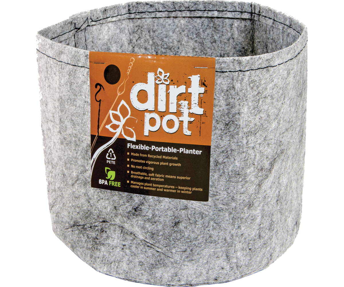 Dirt Pot Flexible Portable Planter, Grey, 2 gal, no handles